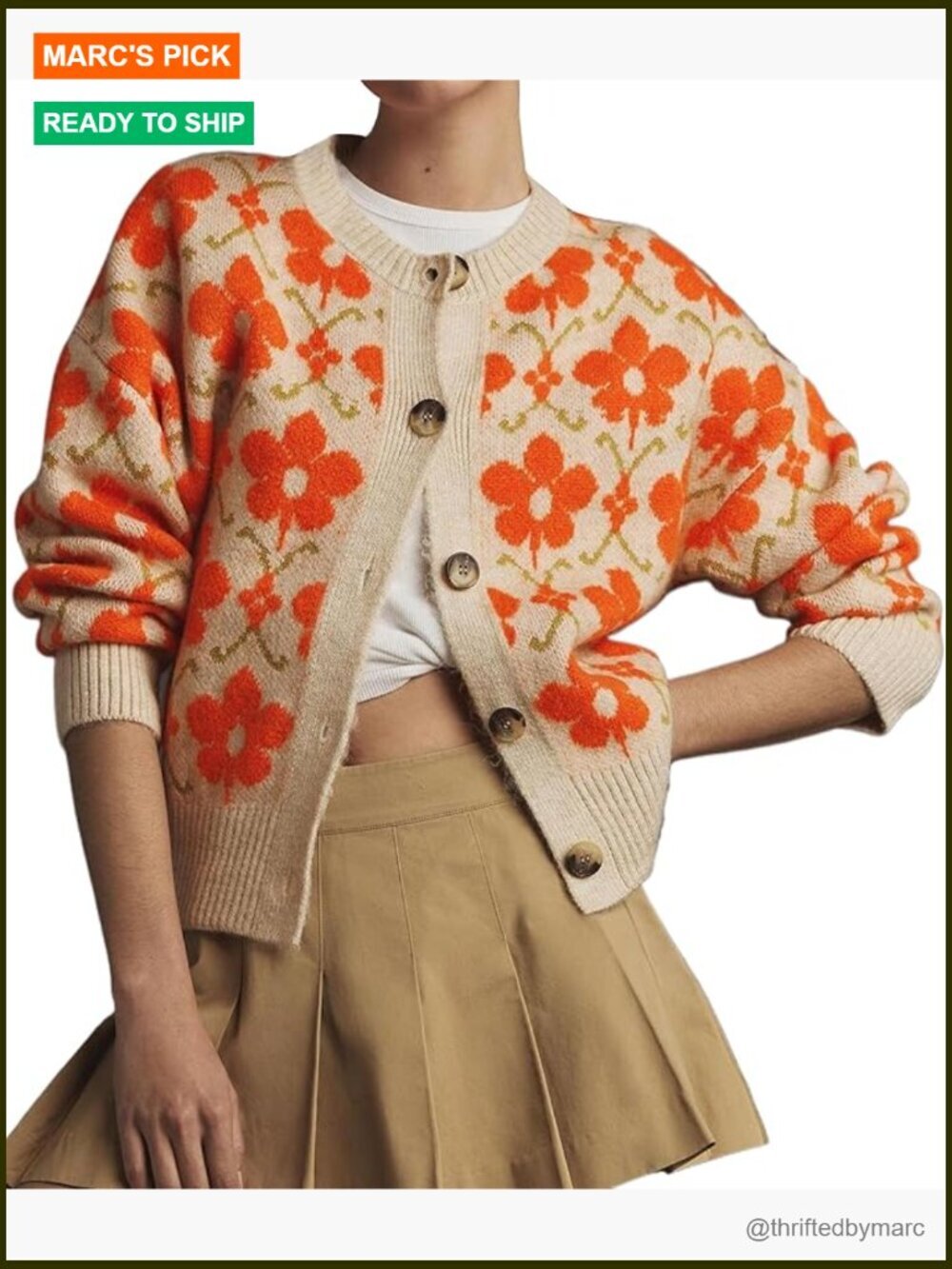 Lightweight Floral Print Cardigan Sweater Button Up Knit Tops